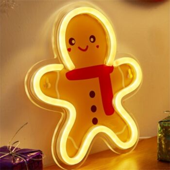 Back Plate LED Neon Sign Christmas Gingerbread Man