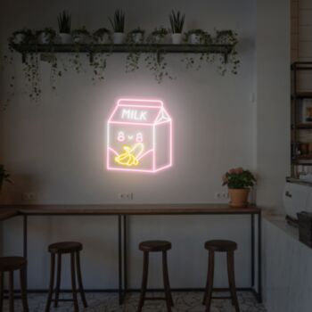Banana Milk Neon Sign Banana Neon Sign Fruit Neon Sign Kawaii Neon Sign
