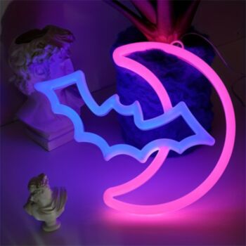 Bat LED Neon Signs Halloween Decoration Moon Bat LED Neon Lights