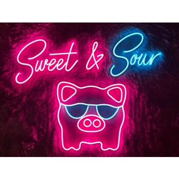 Cute Pig Sweet and Sour Neon Sign