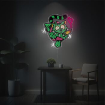 Dizzzy Green Cat LED Neon Acrylic Artwork