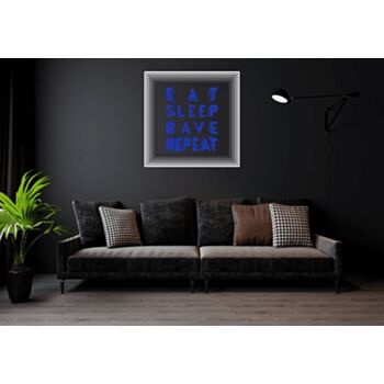 Eat Sleep Rave Repeat Blue Infinity Mirror Neon Sign