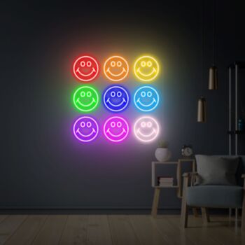 Happy Face Led Neon Sign Smile Face Wall Light Decor