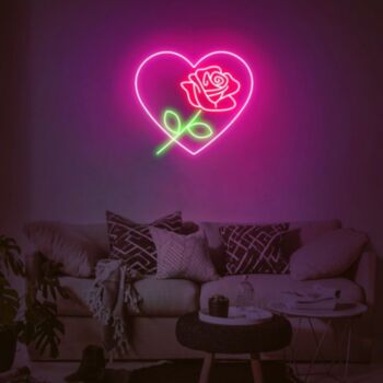 Love Heart Rose Neon Sign