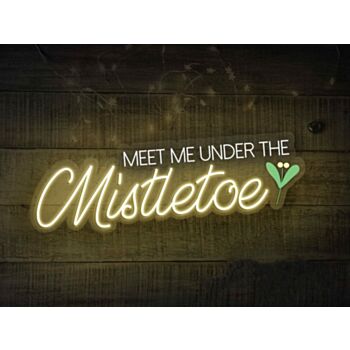 Meet Me Under The Mistletoe Neon Sign