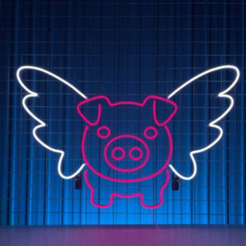 Pig Angel Wings Cute Pig Neon Light Room Decor LED Neon Sign