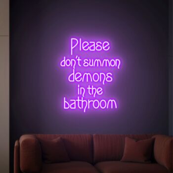 Please Don T Summon Demons In The Bathroom Halloween Led Neon Sign