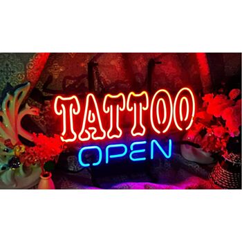 Tattoo Open Metal Frame Neon Sign