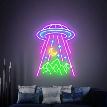 Ufo Mountain Led Neon Sign Creative Home Bedroom Wall Decor