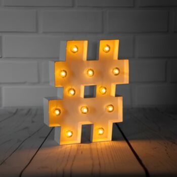 Steel Marquee Letter White Symbol # Hashtag High-End Custom Zinc Metal Marquee Light Marquee Sign