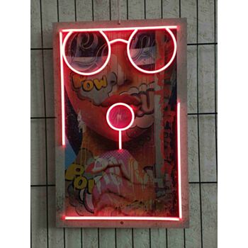 Woman pop art Girl Lollipop led uv neon sign
