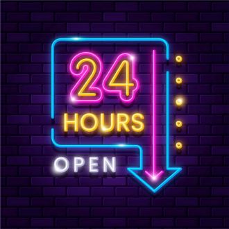 24 Hours Open Neon Sign