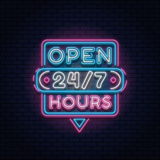 247 Open Hours Neon Sign