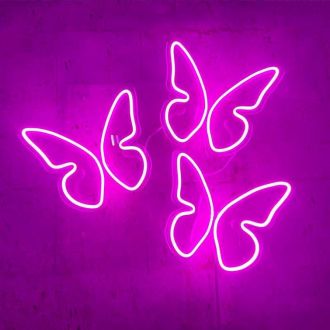 3 Butterflies On One Board Single Color Neon Sign