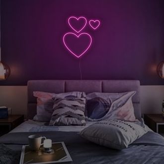 3 Hearts Together Neon Sign