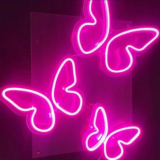 3 Sizes Butterflies On One Board Girls Room Aesthetic Neon Sign