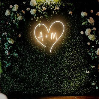 A+M Love Heart Neon Name Signs Wedding Neon Sign Led Neon Light Lover Bridal Party
