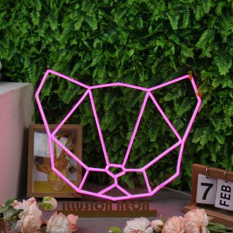 Abstract Cat Head Pink Neon Sign