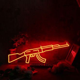 AK-47 Machine Gun Red Neon Sign