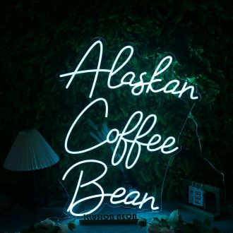 Alaskan Coffee Bean Blue Neon Sign