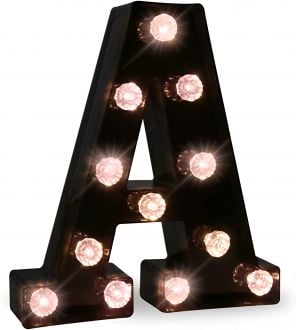 Steel Marquee Letter Alphabet A Diamond Bulbs Black High-End Custom Zinc Metal Marquee Light Marquee Sign