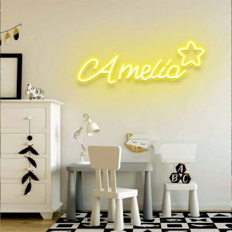 Amelia Neon Name Signs With A Star Yellow Neon Sign