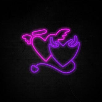 Angel And Demon In Love Heart Neon Sign