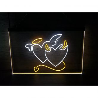 Angel and Devil Heart Love Dual LED Neon Sign