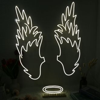 Angel Wings And Halo White Neon Sign