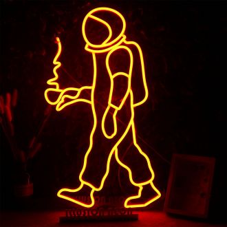 Astronaut Holding Coffee Neon Sign