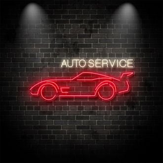Auto Service With Car Neon Sign