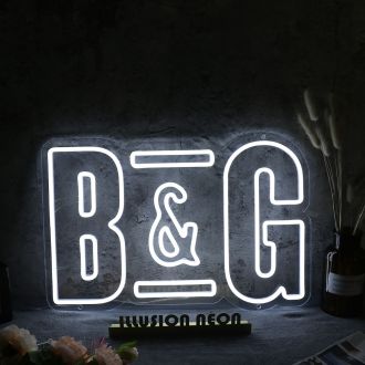B And G White Neon Sign
