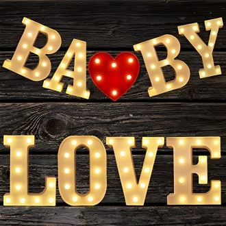 Baby Love With Heart Warm White Decor Marquee Light