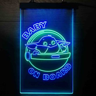 Baby Yoda Dual LED Neon Sign