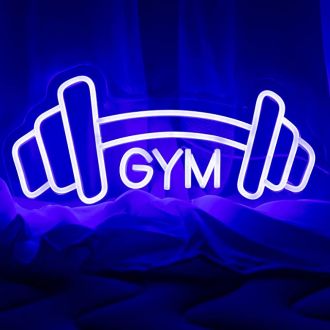 Barbell Gym Neon Sign Blue Dumbbell Shaped Neon Lights Sign