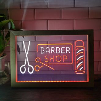 Barber Shop Pole Frame Dual LED Neon Sign