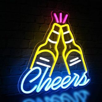 Beer Cheers Neon Sign Yellow Blue Led Neon Light