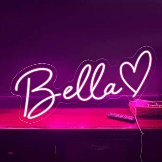 Bella Neon Name Signs With Pink Heart Neon Sign
