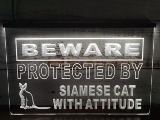 Beware Siamese Cat LED Neon Sign
