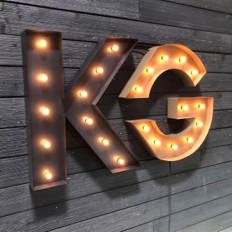 Steel Marquee Letter Black Yellow KG Sleek Font High-End Custom Zinc Metal Marquee Light Marquee Sign
