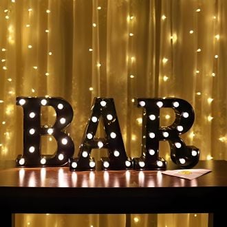Steel Marquee Letter Black Bar Advertising High-End Custom Zinc Metal Marquee Light Marquee Sign