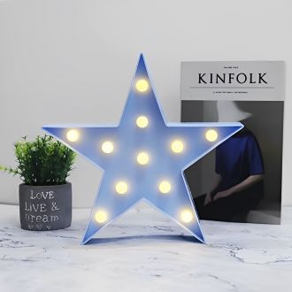 Steel Marquee Letter Light Blue Star High-End Custom Zinc Metal Marquee Light Marquee Sign