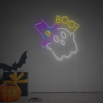 Boo With Ghost LED Neon Sign