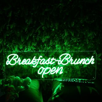 Breakfast Brunch Open Green Neon Sign