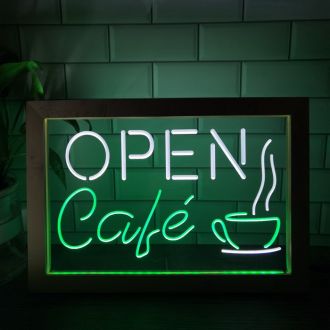 Cafe OPEN Dual LED Neon Sign