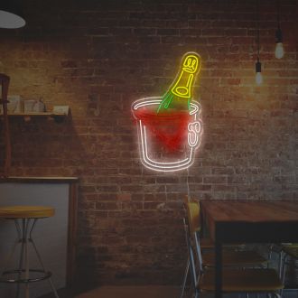 Champagne With Ice Bucket LED Neon Sign