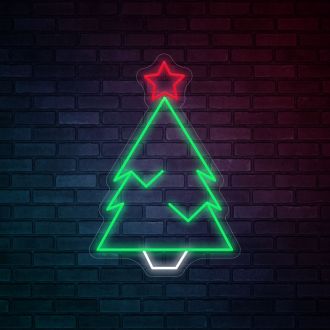 Christmas Green Tree With Star Christmas Neon Sign