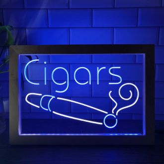 Cigars Lover Frame Dual LED Neon Sign