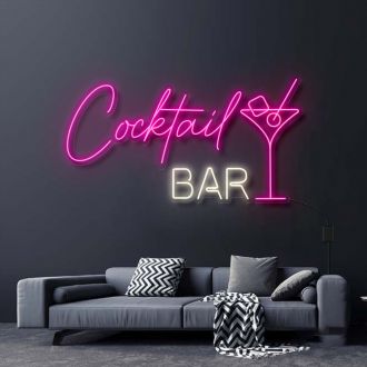 Cocktail Bar With Martini Drink Neon Sign