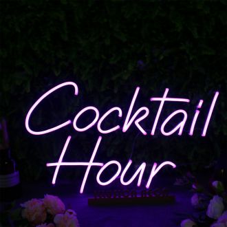 Cocktail Hour Purplr Neon Sign